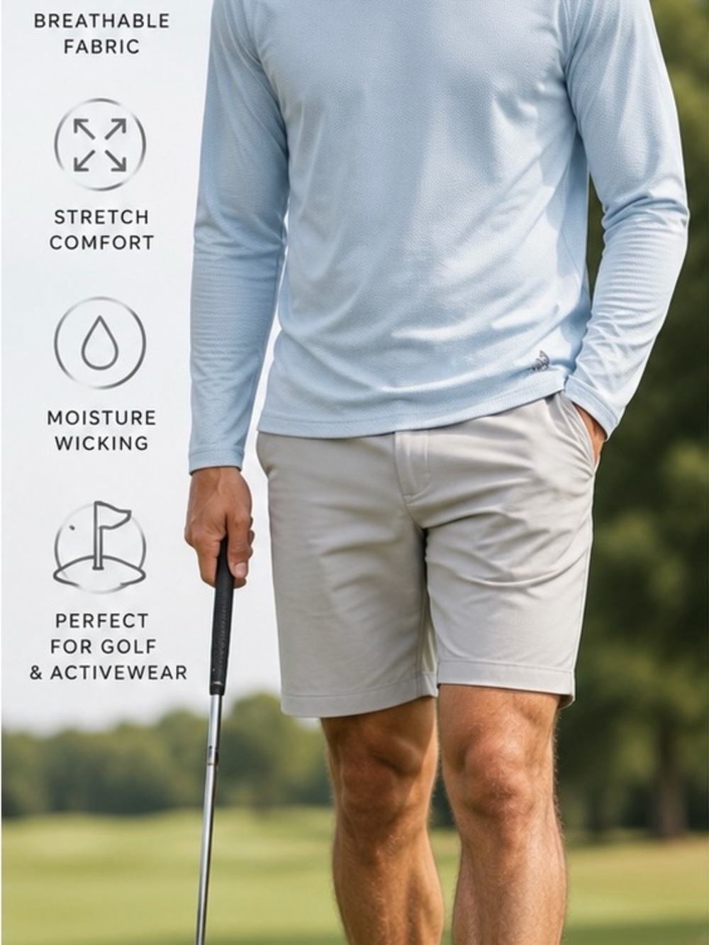 Adidas Golf Long Sleeve Performance Shirt Light Blue Men’s Medium